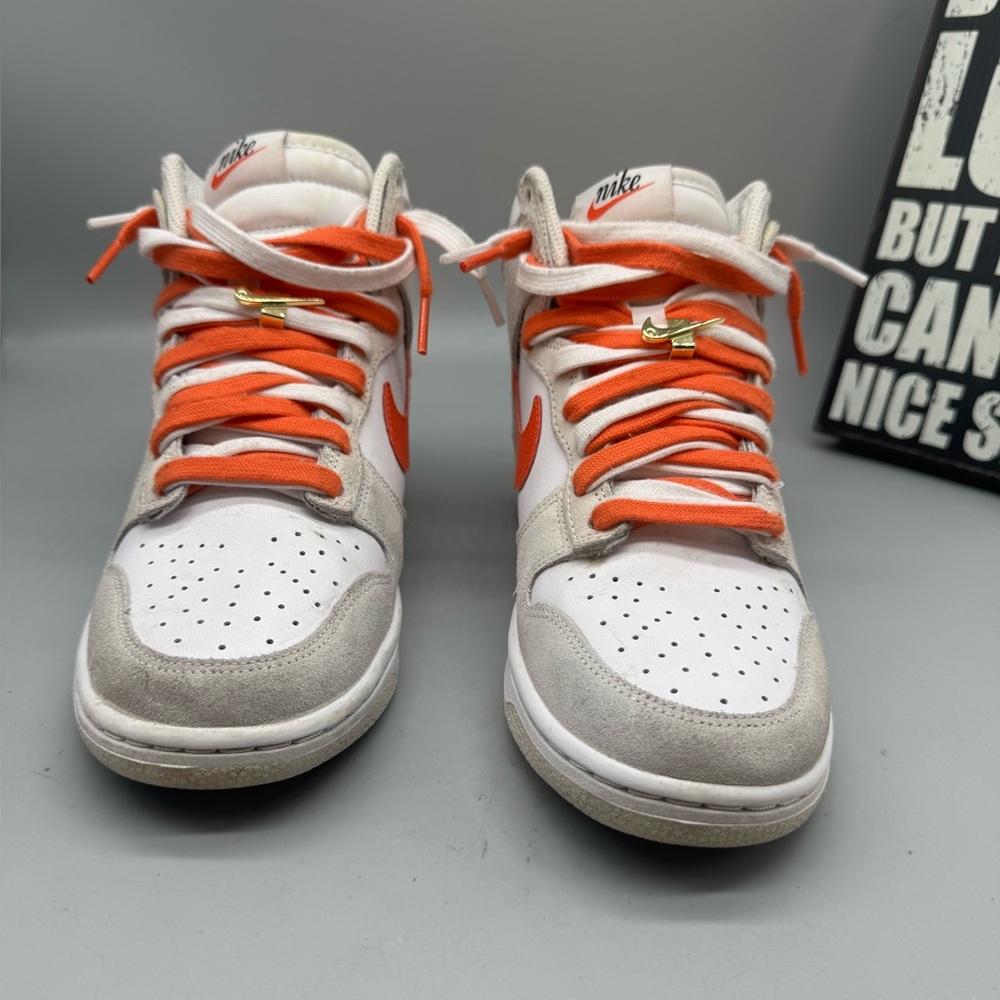 Size 7.5 - Nike Dunk SE High First Use Pack - White Orange Women Gold Nike Shoe - Picture 3 of 7